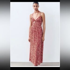 NWT Zara Cut Out Floral Printed Midi/Maxi Dress 
size XL